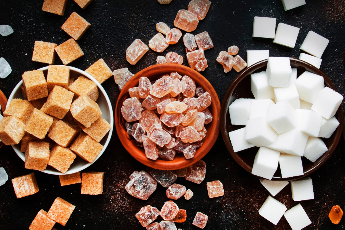Different types of sugar/sugar varieties as an example of sugar consumption