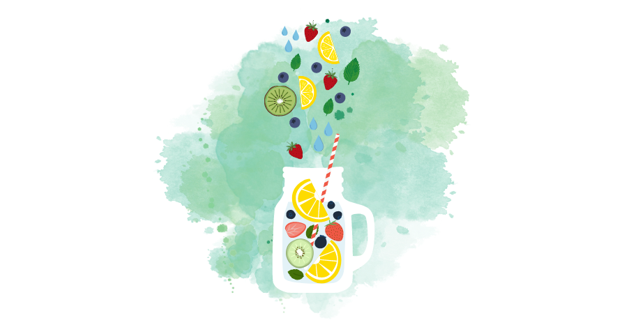 blog Fruits falling into a glass filled with fruits