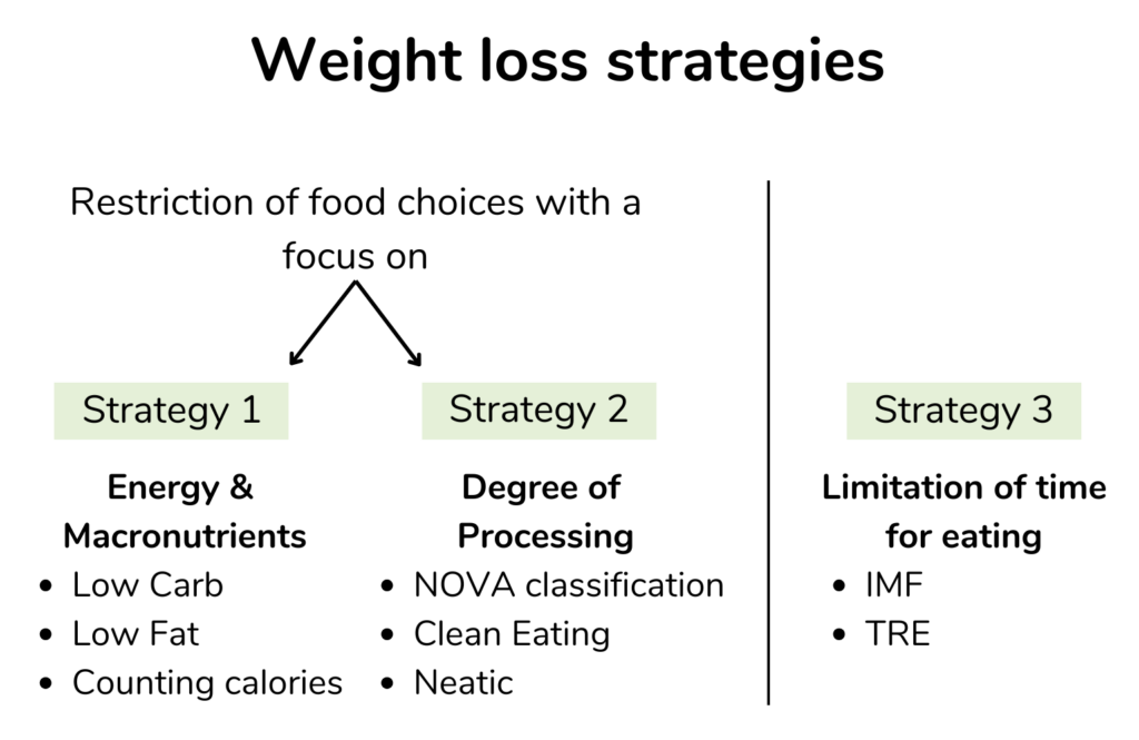 Info graph about types of diets for weight loss