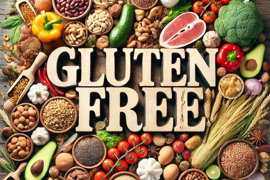 Picture of various gluten-free foods, AI generated